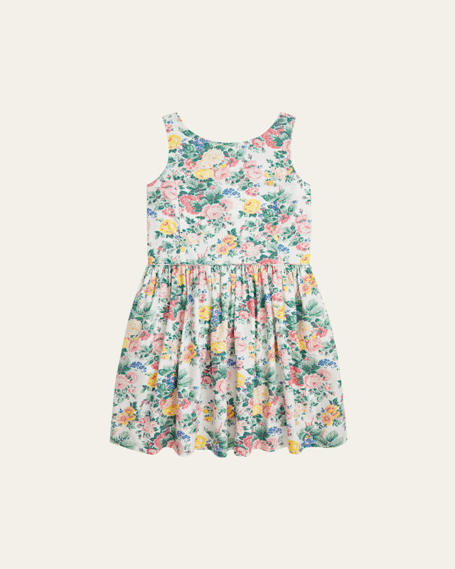 Girl's Sleeveless Floral Poplin Day Dress, Size 7-16